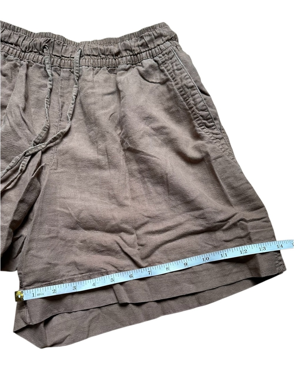 GAP Women's Linen High Waist Drawstring Shorts Tan Khaki - Picture 6 of 8